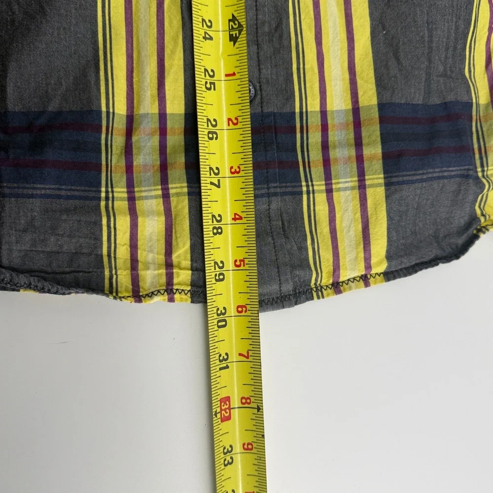 prAna Mens XL Plaid Organic Cotton Short Sleeve Button Down Shirt M11170312 Gray - Picture 9 of 9